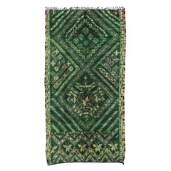 Vintage Green Beni Mguild Rug, Berber Moroccan Rug with Tribal Style