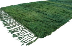 Vintage Green Beni Mrirt Moroccan Rug with Tropical Bohemian Style