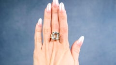 Vintage Green Beryl Diamond 18k Yellow Gold Ring