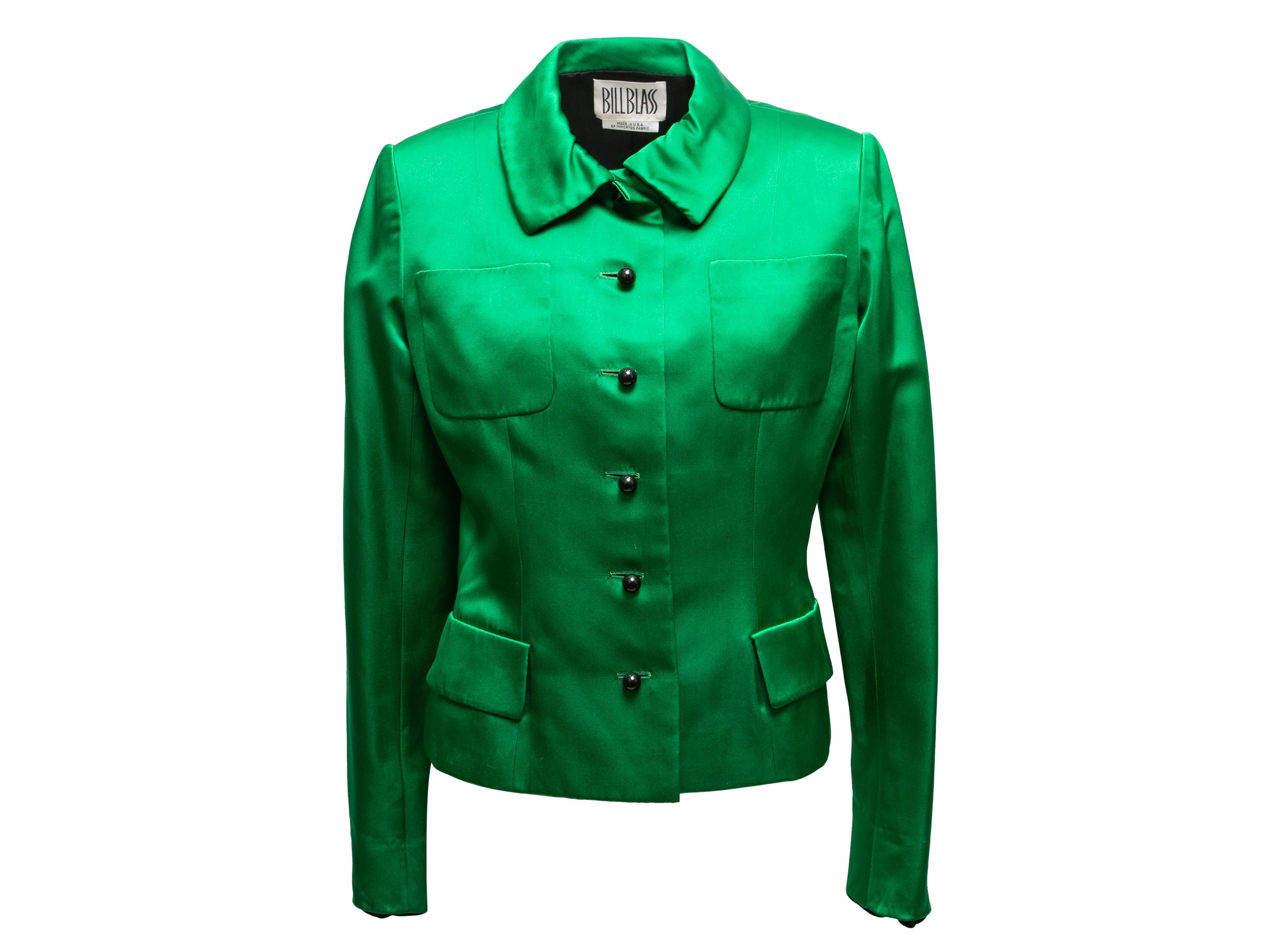 Women's Vintage Green Bill Blass Satin Jacket Size US 12