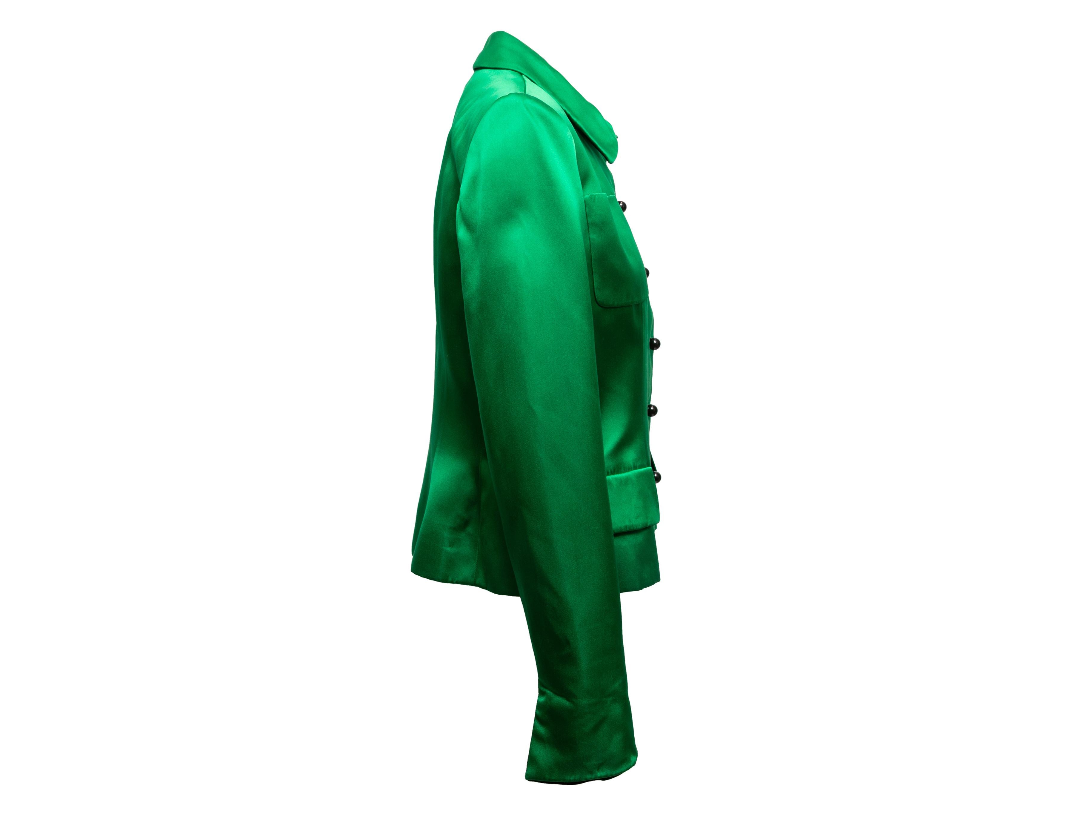 Vintage Green Bill Blass Satin Jacket Size US 12 1