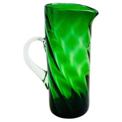 Pichet vintage en verre soufflé vert