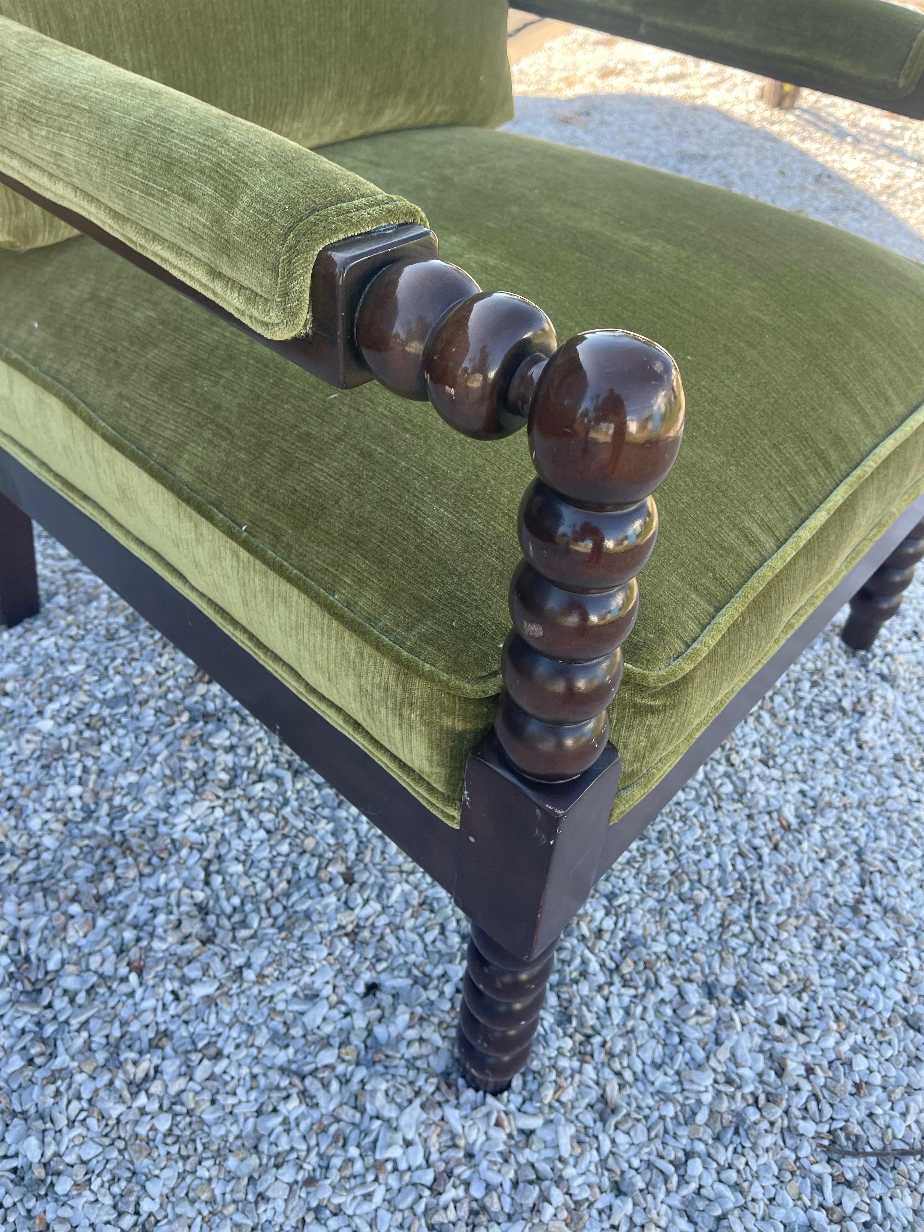 Legno Vintage Green Bobbin Arm Chair in vendita