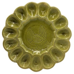 Vintage Green California Ceramic Egg Platter