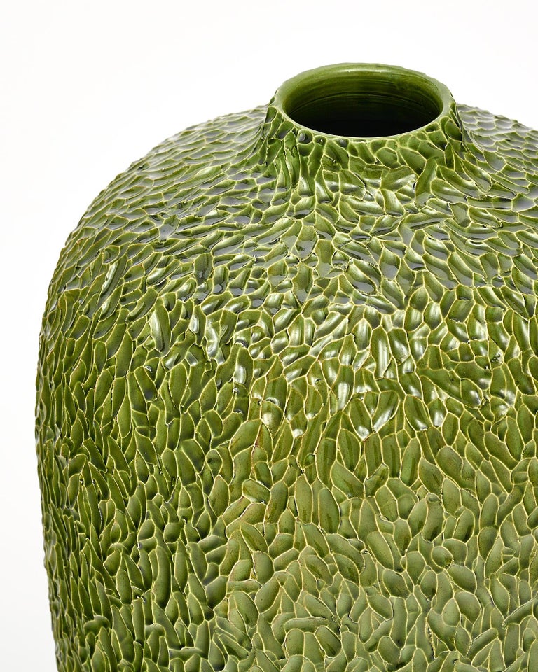 Vintage Green Ceramic Vase For Sale at 1stDibs