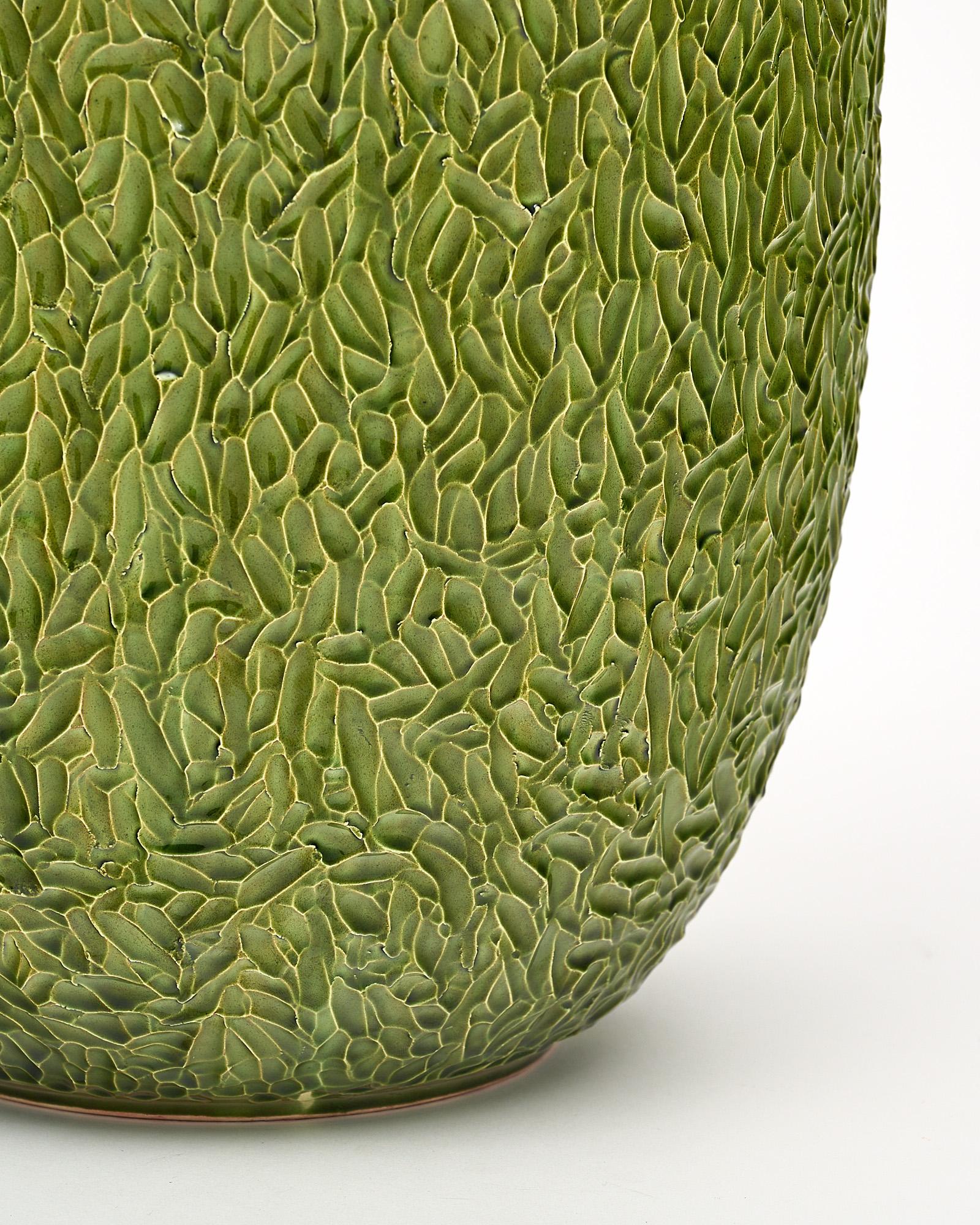 Vintage Green Ceramic Vase In Good Condition For Sale In Austin, TX