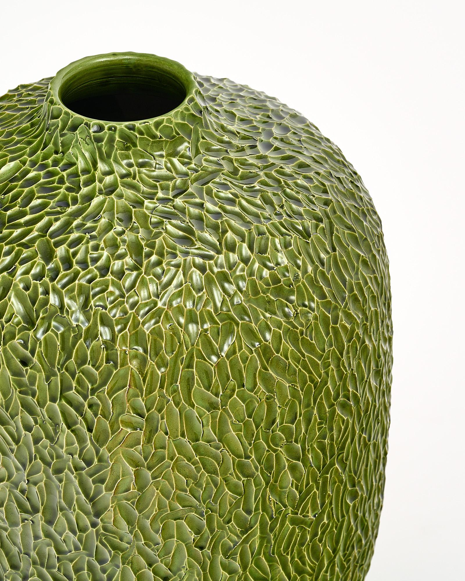 Late 20th Century Vintage Green Ceramic Vase For Sale