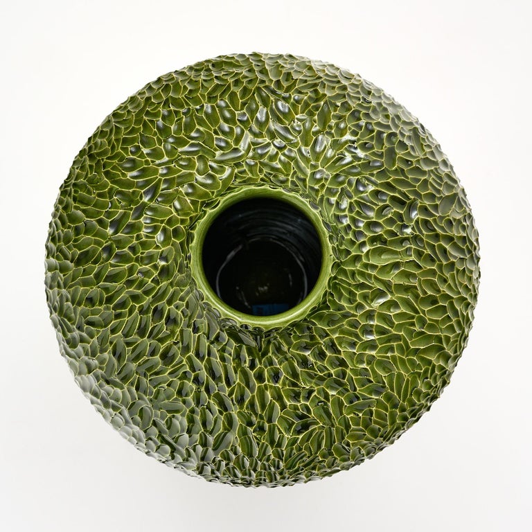 Vintage Green Ceramic Vase For Sale at 1stDibs