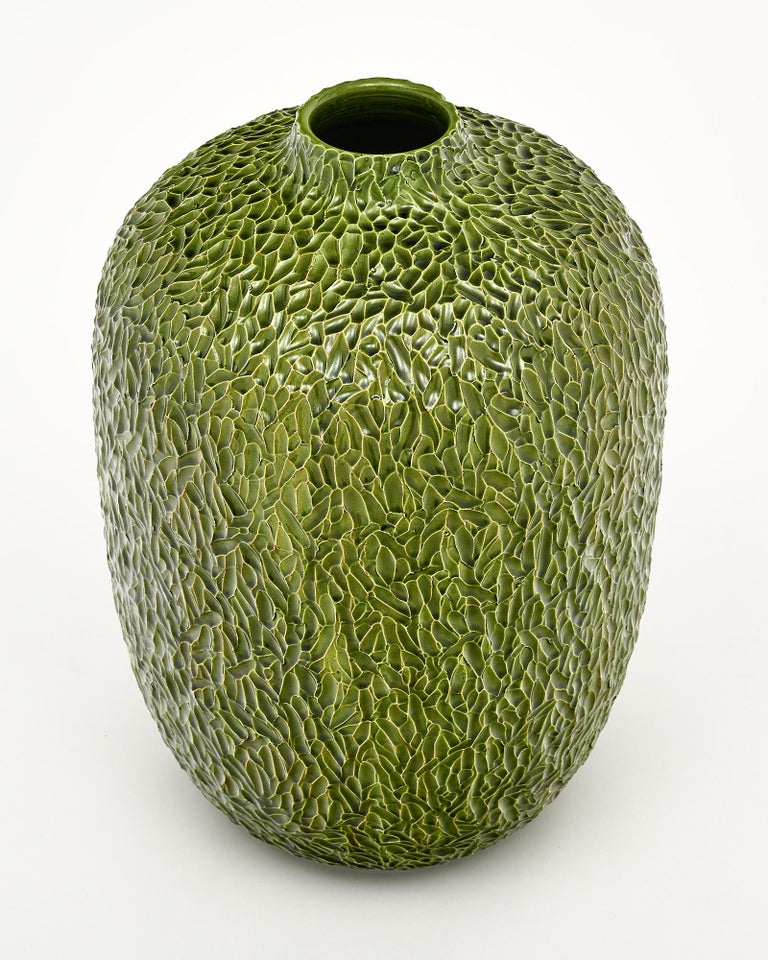 Vintage Green Ceramic Vase For Sale at 1stDibs