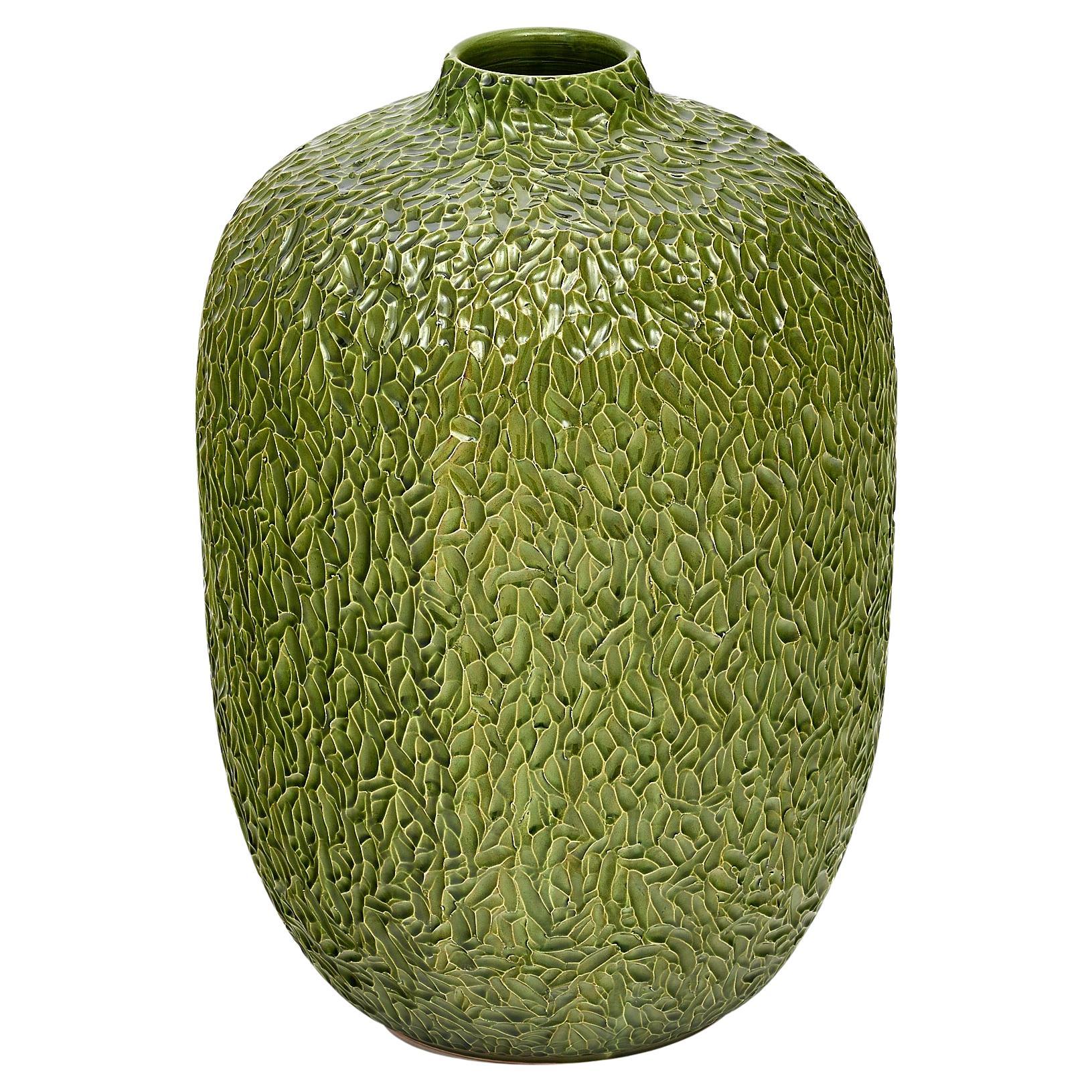 Vintage Vase aus grüner Keramik