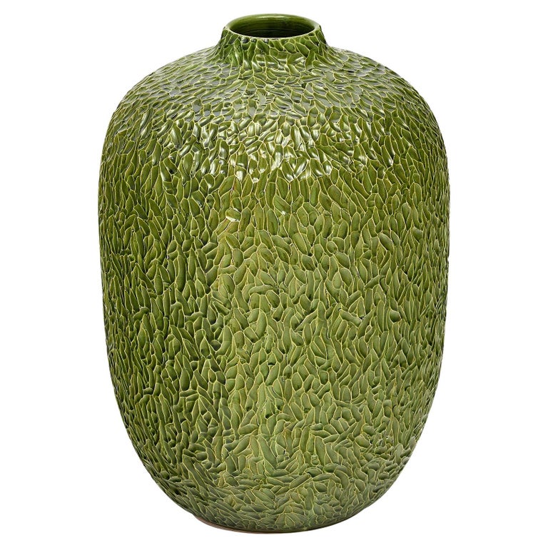 Vintage Green Ceramic Vase For Sale at 1stDibs