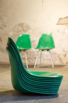 Vintage Green Chairs DSX -H Base by Charles & Ray Eames for Herman Miller, 1960s