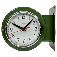 Vintage Green Citizen Double-Sided Navy Wall Clock, 1980s