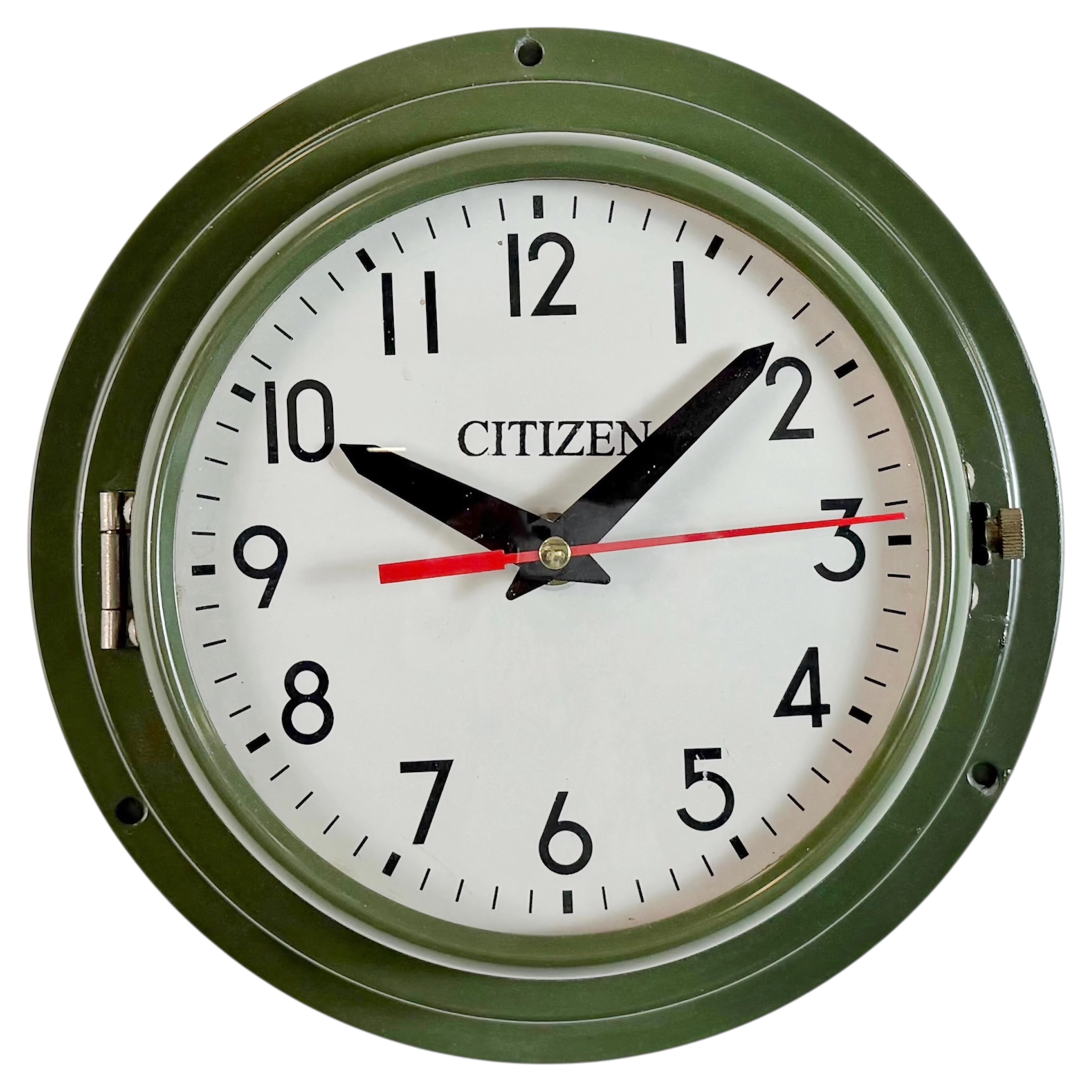 Vintage Green Citizen Ships Wall Clock, 1980s