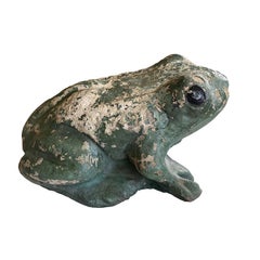 Vintage Green Concrete Garden Frog