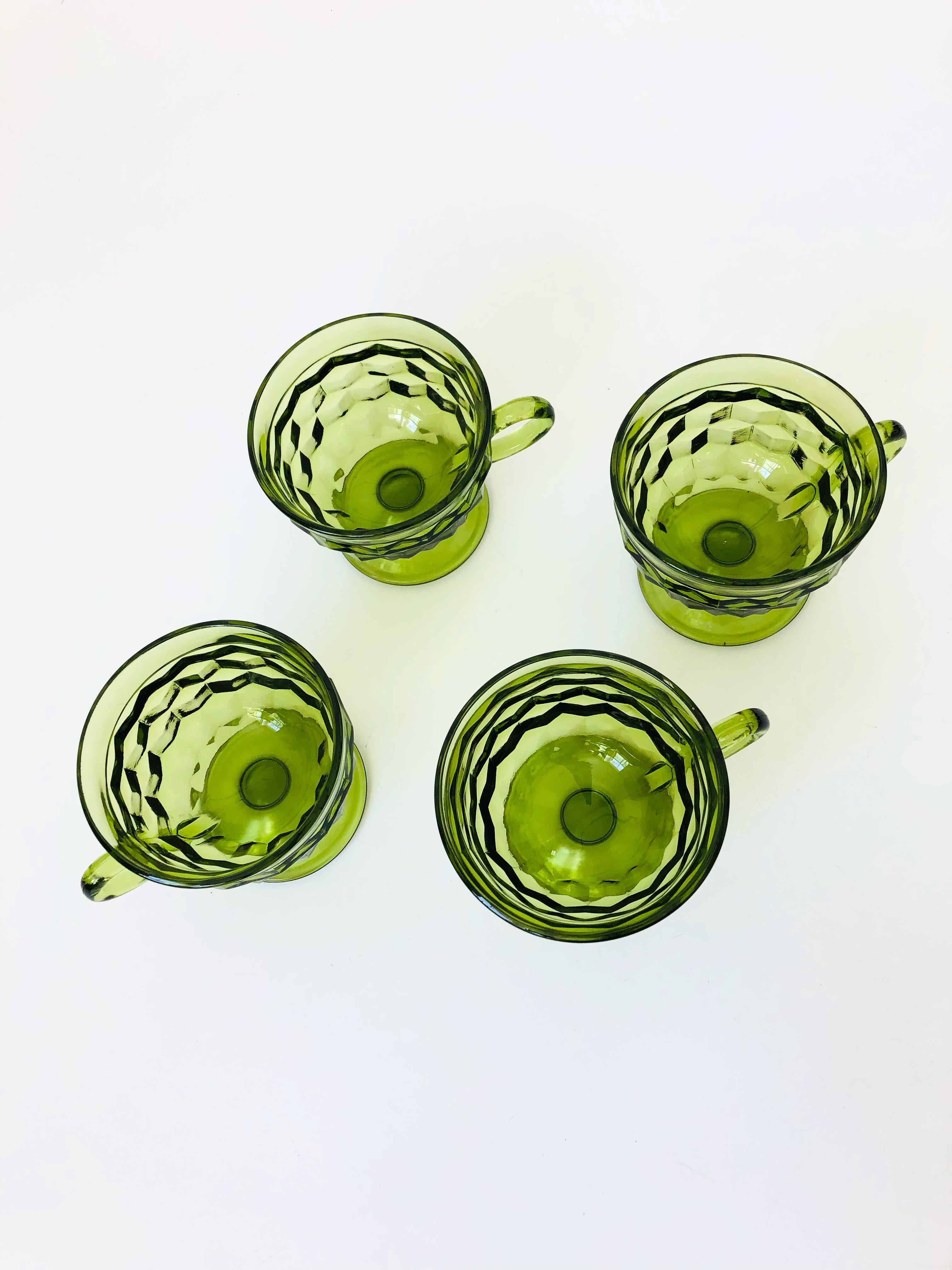 Vintage Green Coupe Glasses, Set of 4 In Good Condition In Vallejo, CA