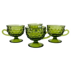 Vintage Green Coupe Glasses, Set of 4