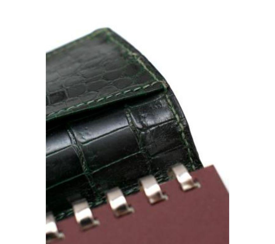 Vintage green crocodile skin small notebook agenda For Sale 4