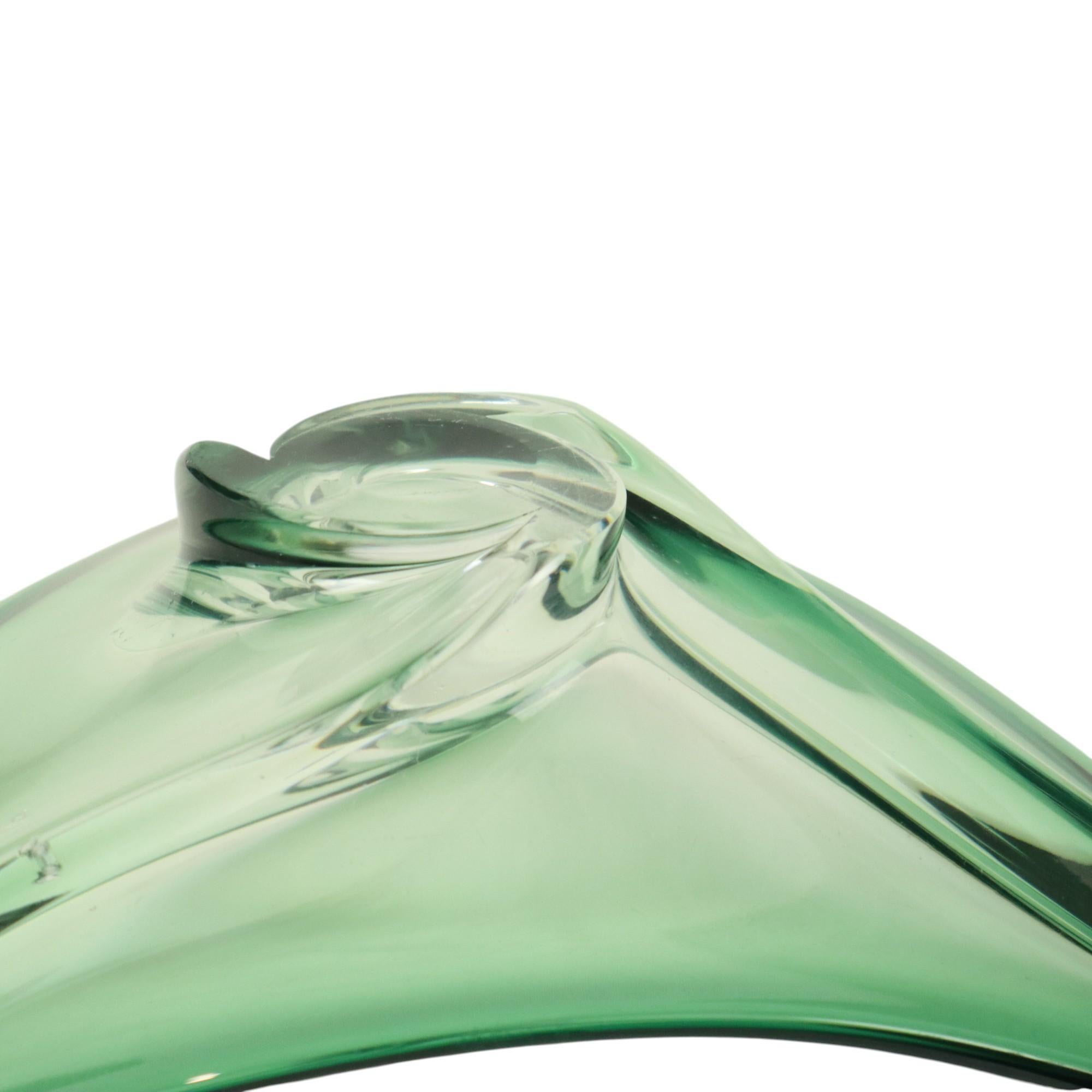 Vintage Green Crystal Bowl Val Saint Lambert 1960s For Sale 5