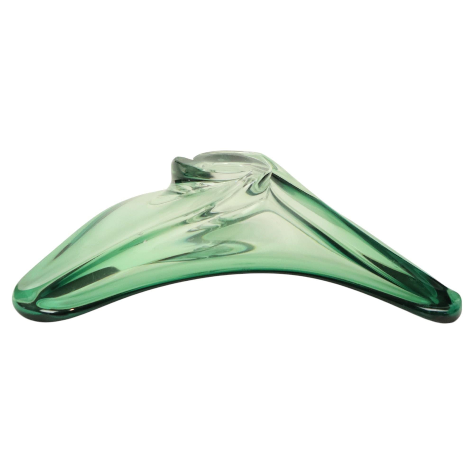 Vintage Green Crystal Bowl Val Saint Lambert 1960s For Sale 6