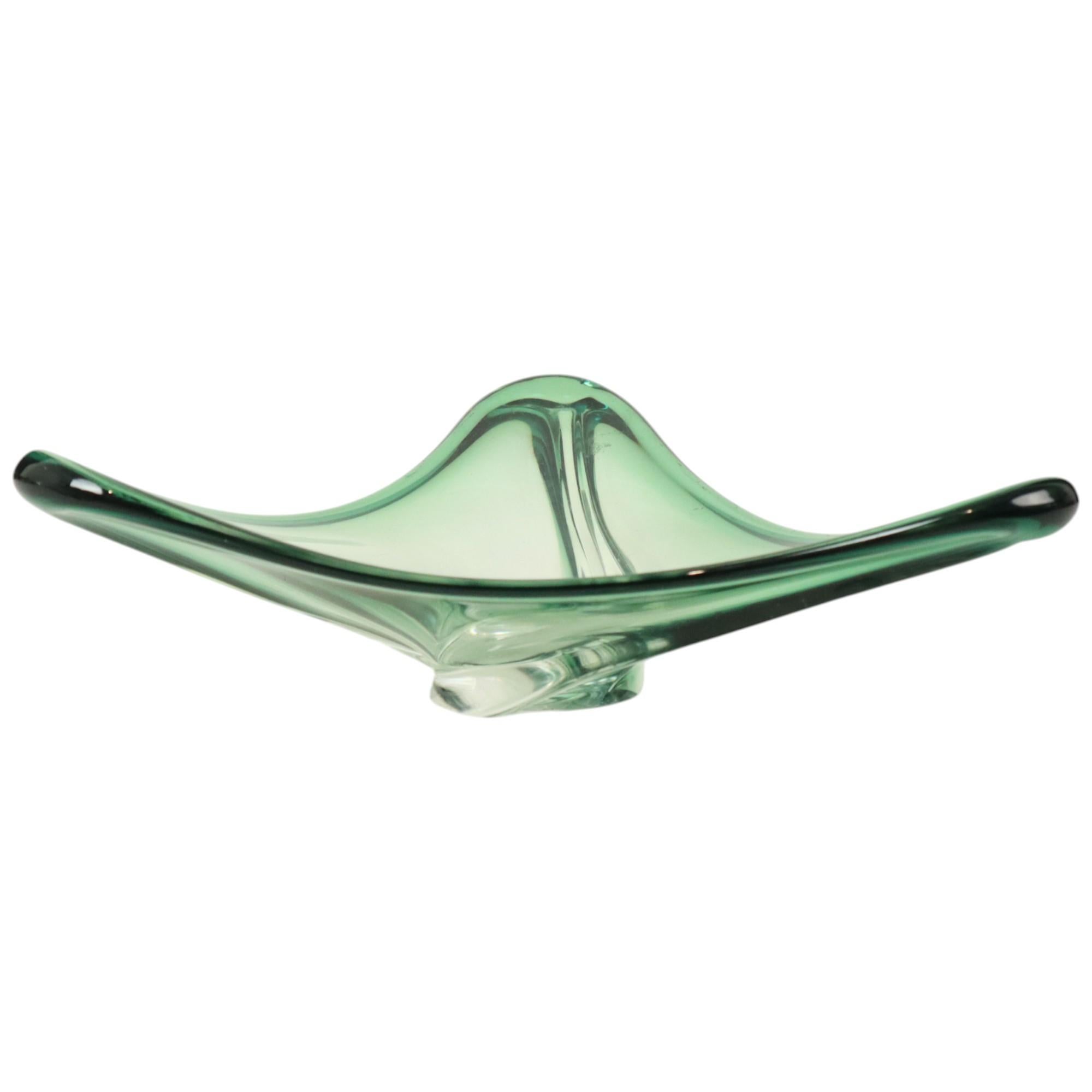 Vintage Green Crystal Bowl Val Saint Lambert 1960s For Sale 1