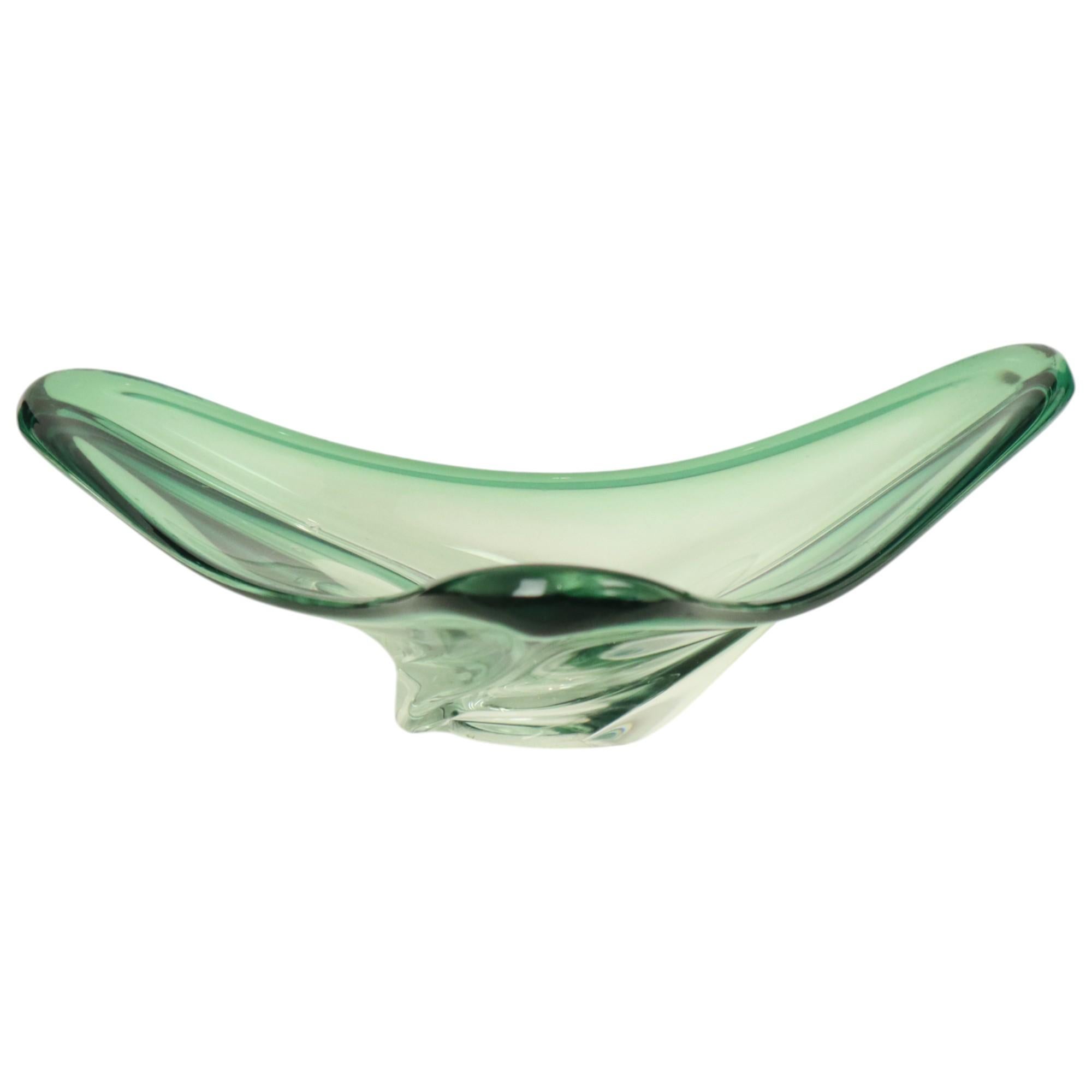 Vintage Green Crystal Bowl Val Saint Lambert 1960s For Sale 3
