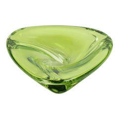 Vintage Green Crystal Bowl Val Saint Lambert 1960s