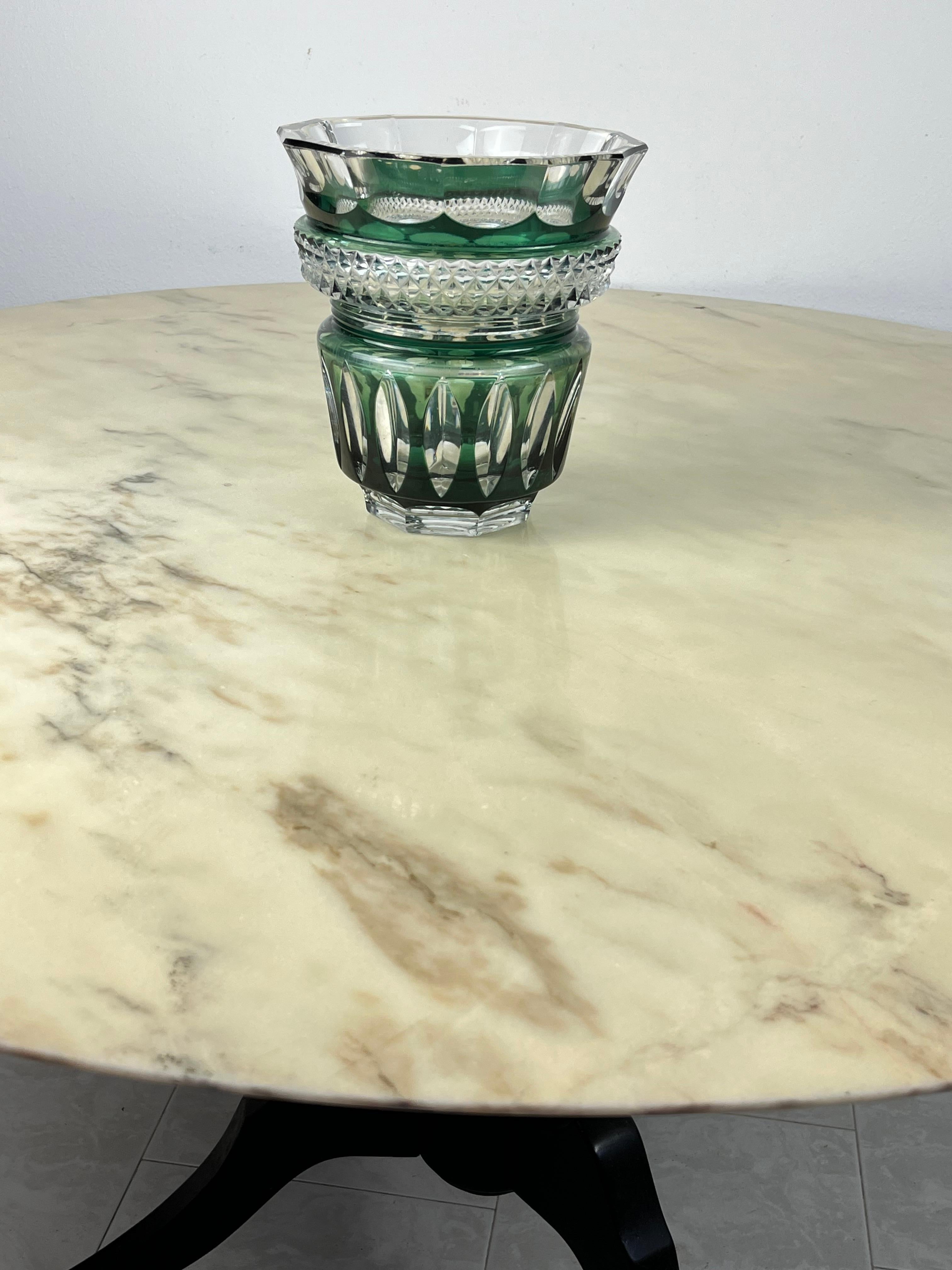 Centre de table vintage en cristal vert, Italie, années 1980 en vente 1