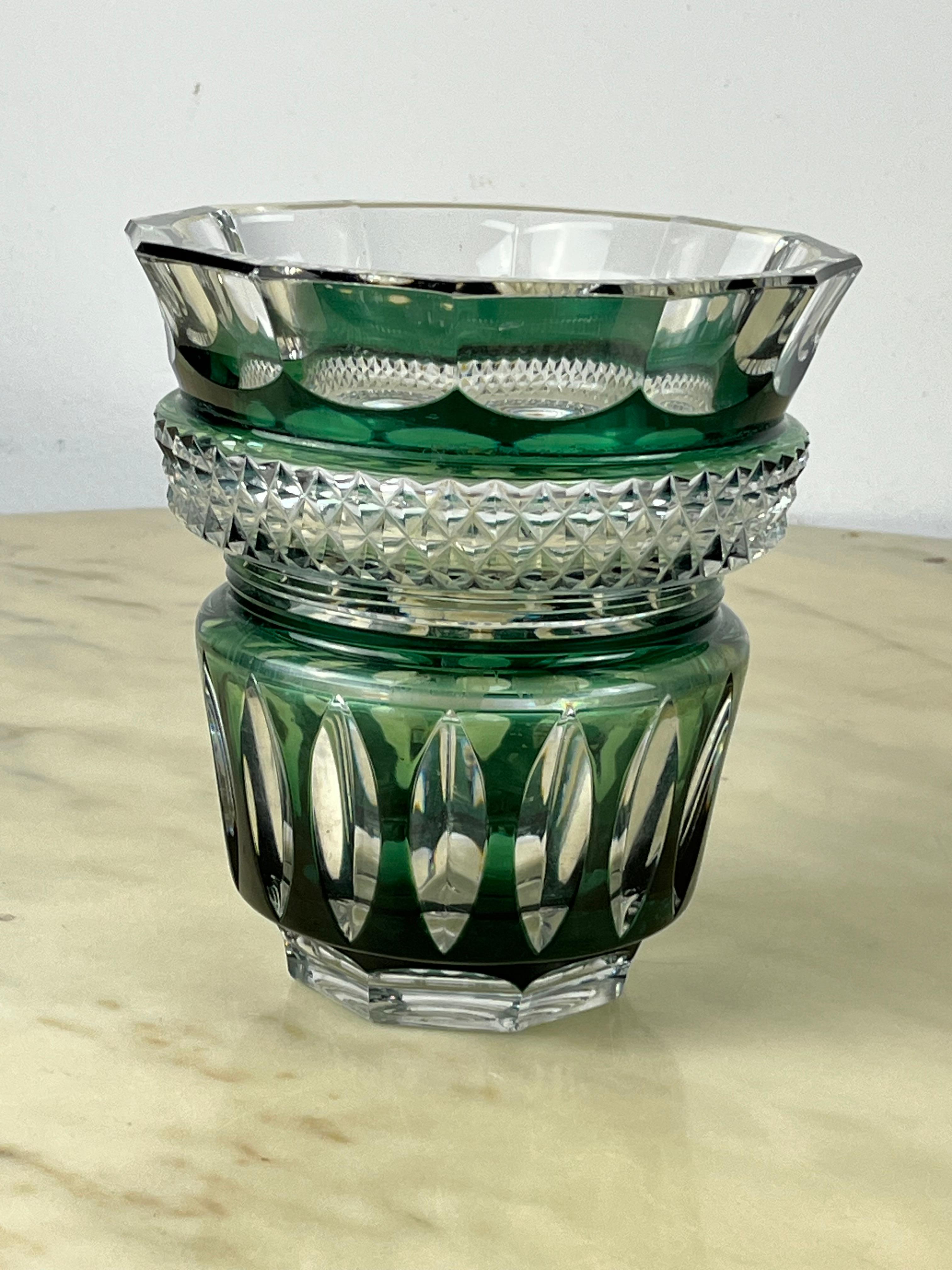 Vintage Green Crystal Centrepiece, Italy, 1980s For Sale 3