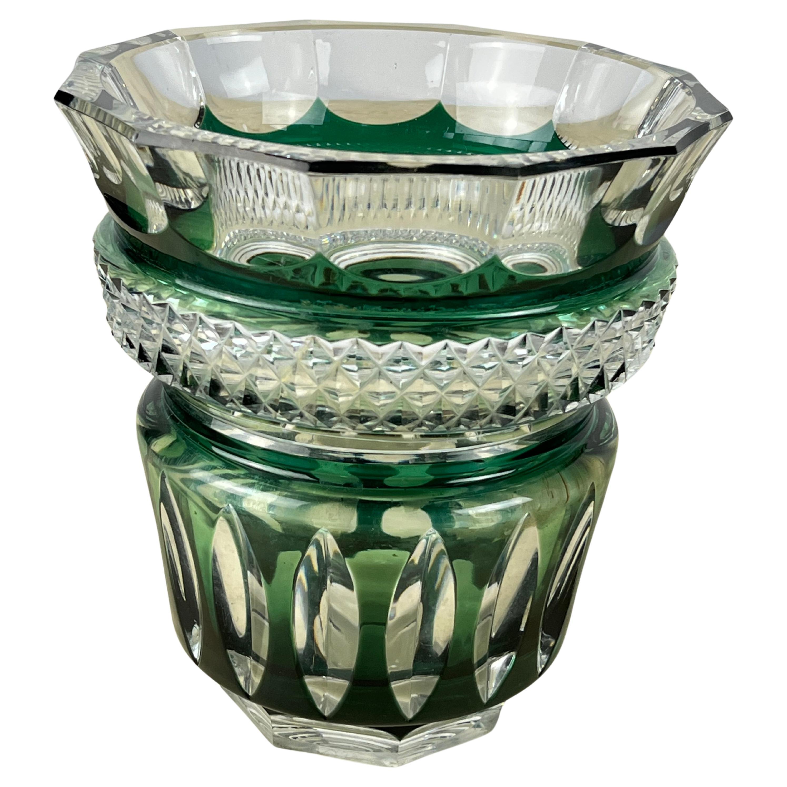 Vintage Green Crystal Centrepiece, Italy, 1980s For Sale