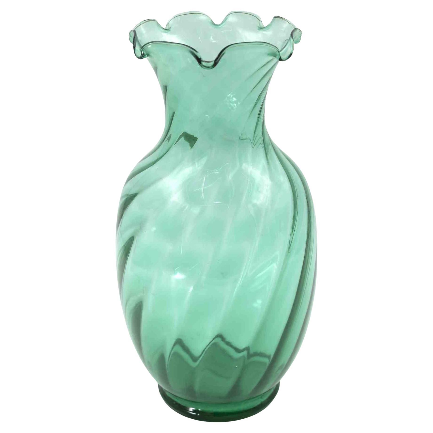 Vintage Green Crystal Vase by Vetro Vitt