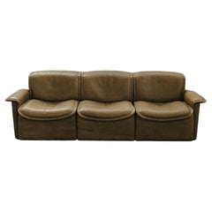 Vintage Green De Sede Leather Sofa From Switzerland, Circa 1970