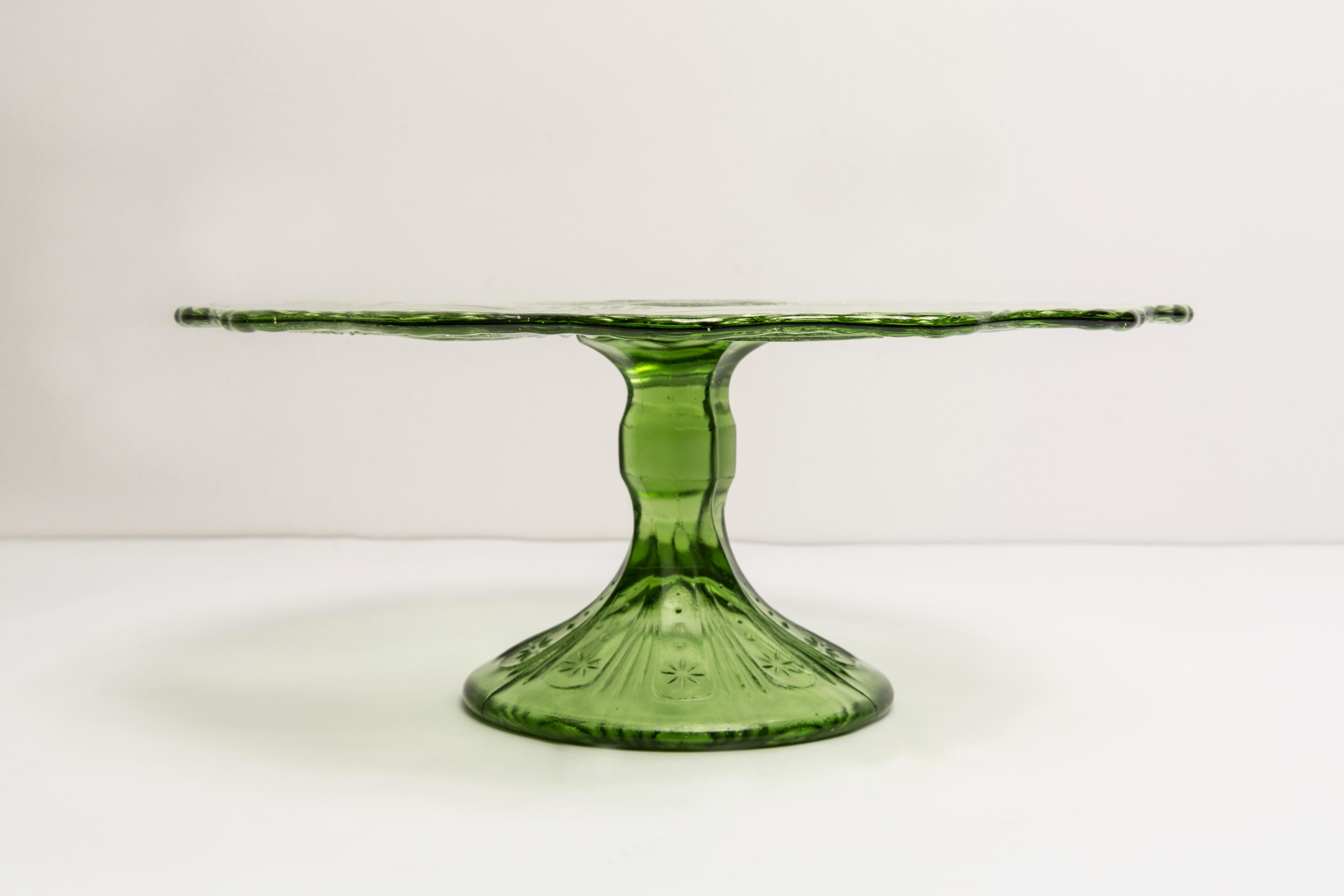 Ceramic Vintage Green Decorative Glass Plate or Cake Stand, Italy, 1960s