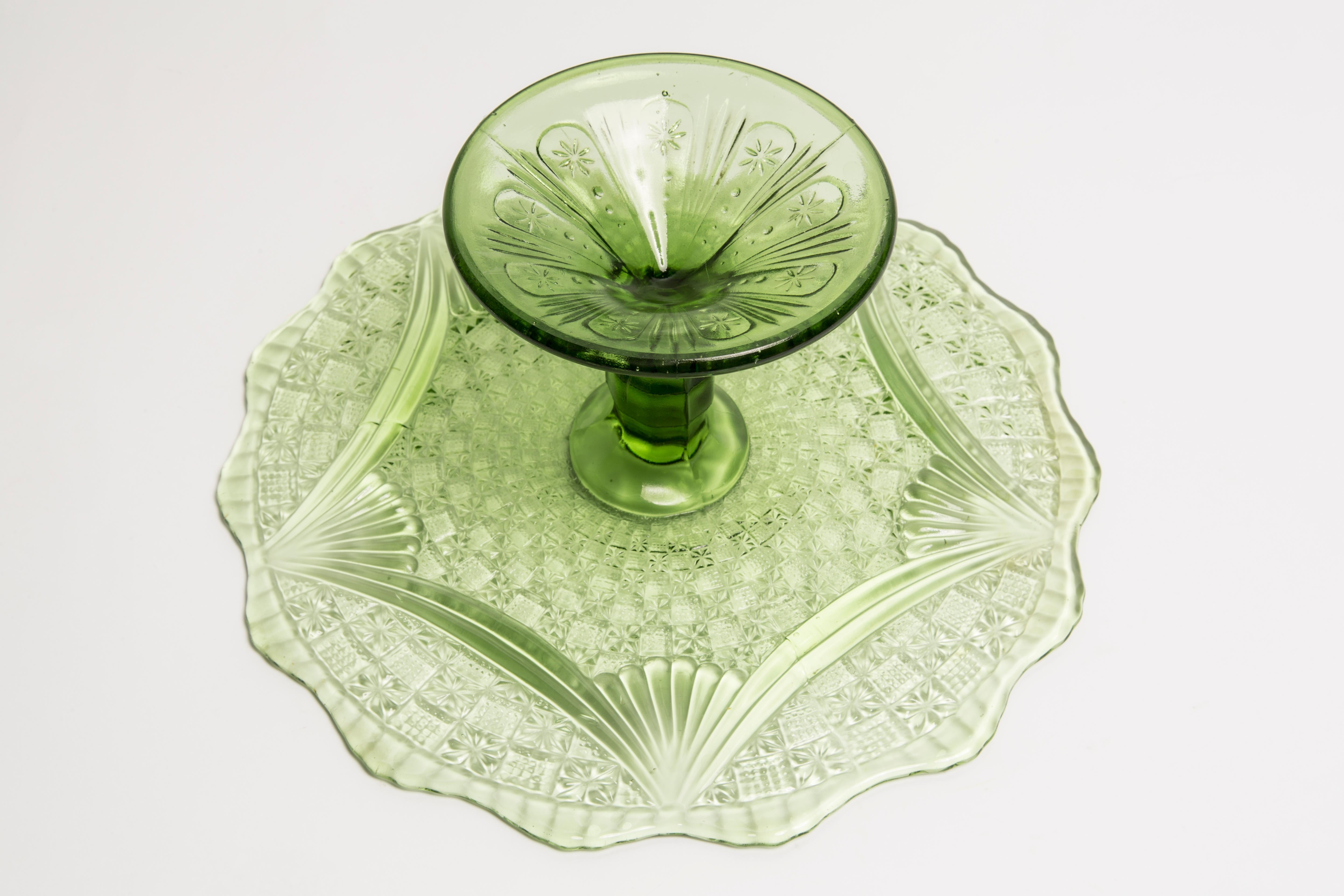 Vintage Green Decorative Glass Plate or Cake Stand, Italy, 1960s 1