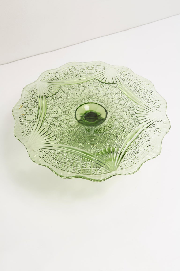 Vintage Green Decorative Glass Plate or Cake Stand, Italy, 1960s For