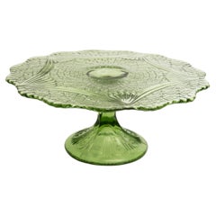 Vintage Green Decorative Glass Plate or Cake Stand, Italy, 1960s