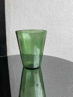 Vintage Green Decorative Vase in Blown Glass, Made in Italy, Vetrerie di Empoli