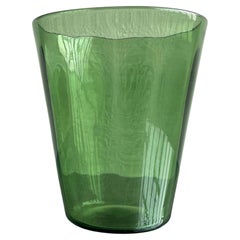 Jarrón decorativo vintage verde de vidrio soplado, Made in Italy, Vetrerie di Empoli