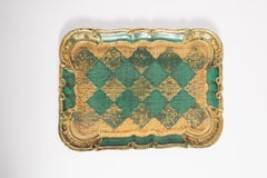 Grüner dekorativer Vintage-Holzteller, Italien, 1960er Jahre