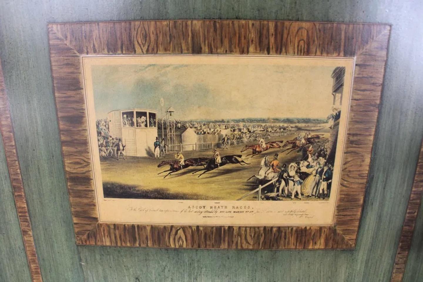 Vintage Grün Dekorateur Schrank mit Currier & Ives Szenen im Angebot 1