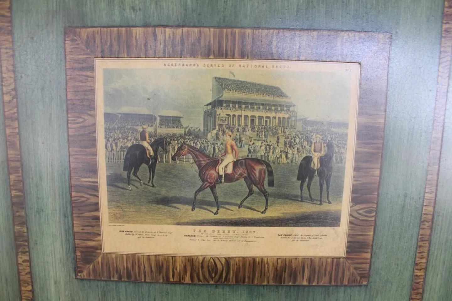 Vintage Grün Dekorateur Schrank mit Currier & Ives Szenen im Angebot 2