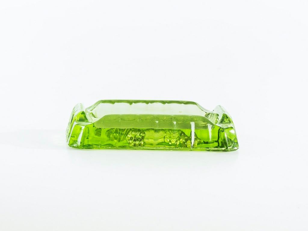 Italian Vintage Green Dog Glass Ashtray, 1970s