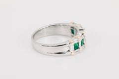 Vintage Green Emerald And Diamond Band In 18k Two-Tone Gold