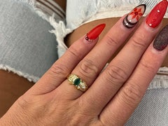 Grüner Smaragd-Diamant-Ring aus 14k Gelbgold