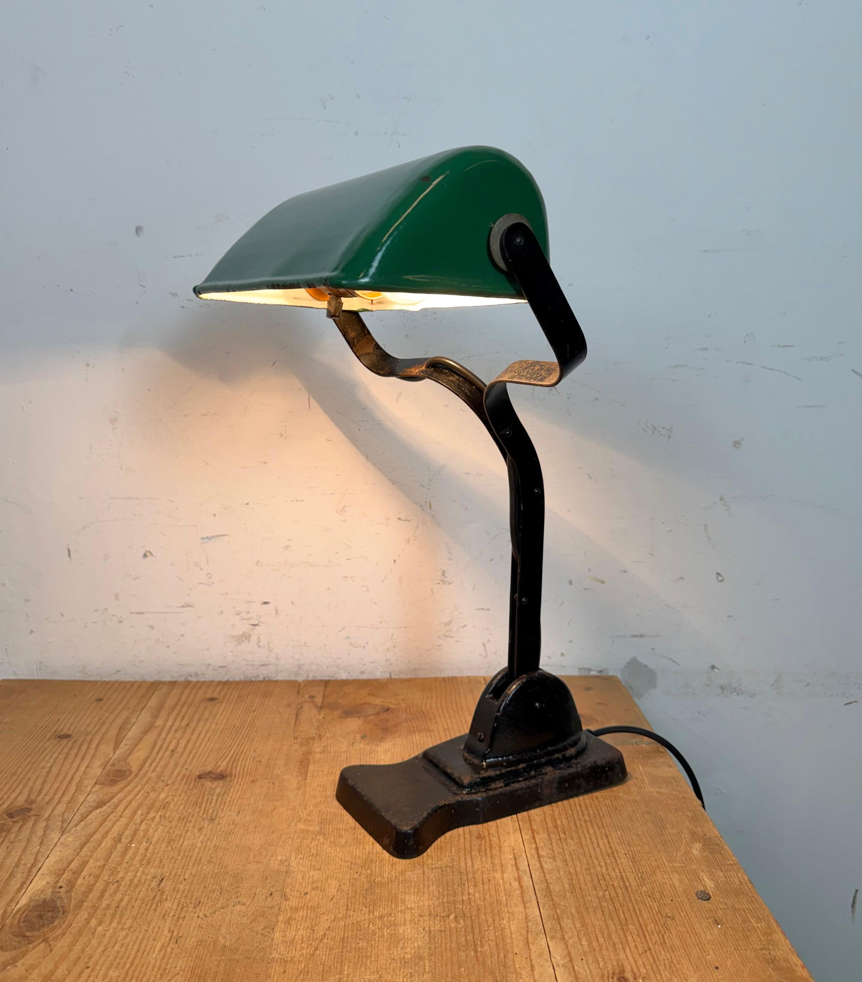 Vintage-Banklampe aus grüner Emaille, 1930er-Jahre im Angebot 11