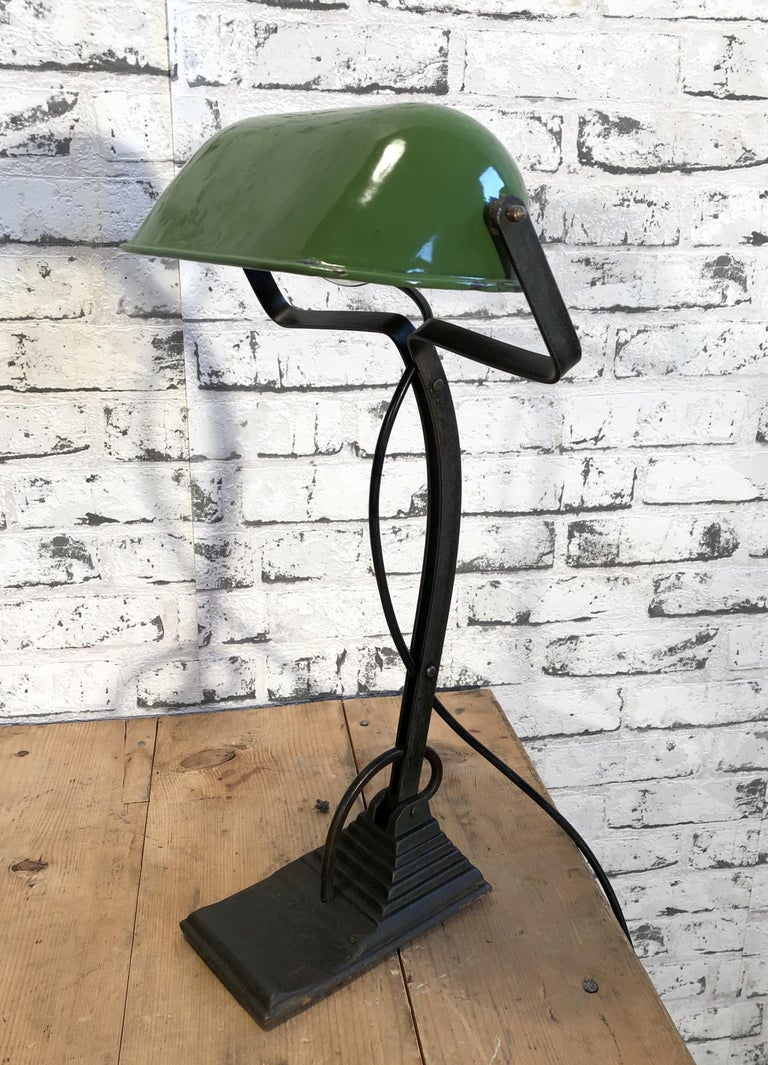 Vintage Green Enamel Bank Lamp 1930s For Sale At 1stdibs
