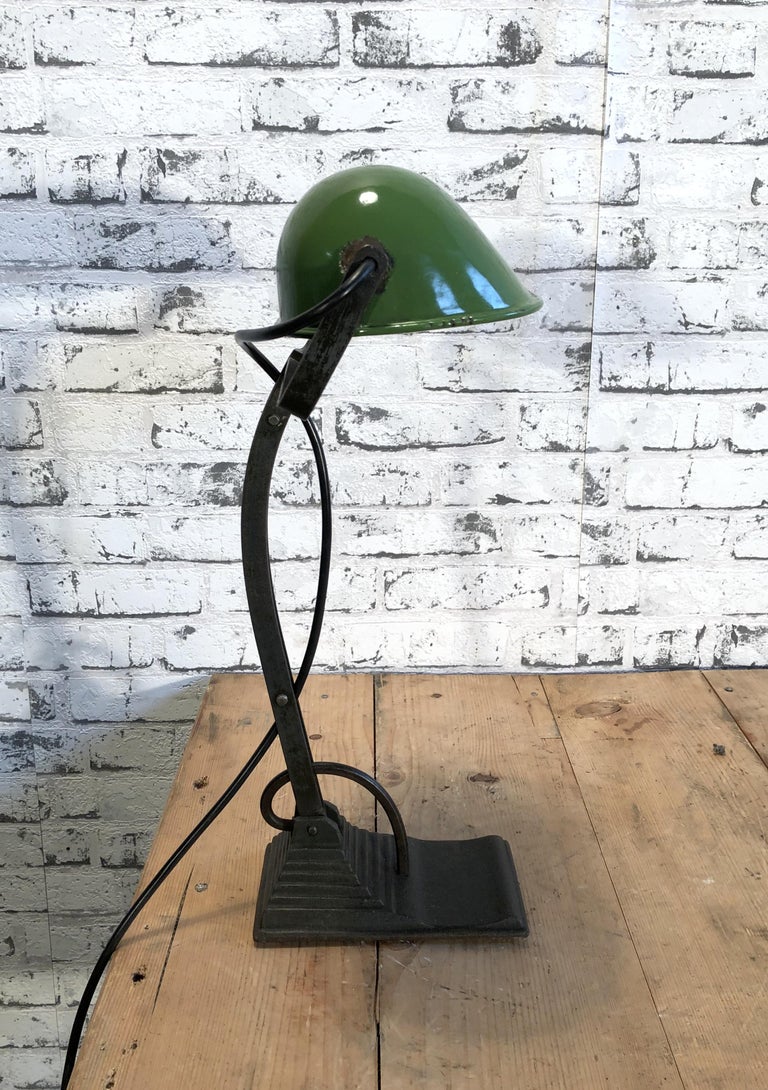 Vintage Green Enamel Bank Lamp, 1930s at 1stDibs