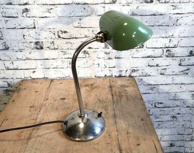 Vintage Green Enamel Bank Lamp, 1930s For Sale at 1stdibs