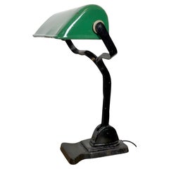 Vintage Green Enamel Bank Lamp, 1930s