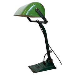 Lampada da banco vintage in smalto verde, anni '50